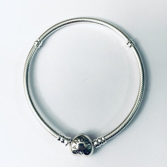 Authentic Pandora Silver HEART CLASP Snake Bracelet - Picture 10 of 11